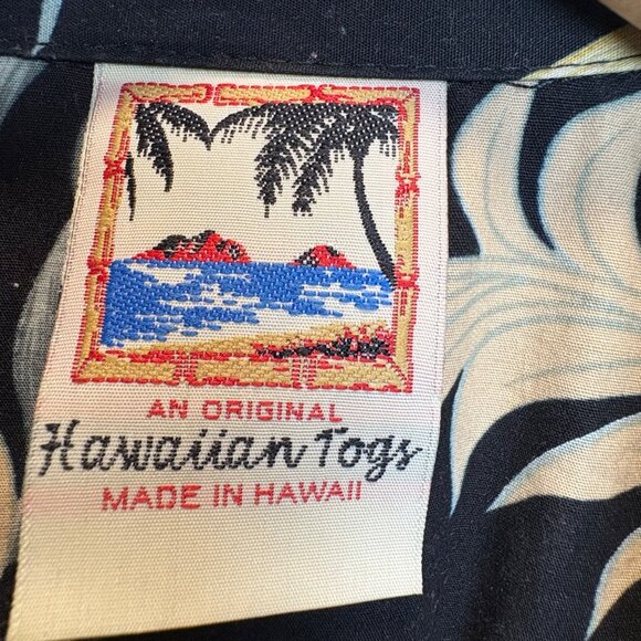 Vintage Hawaiian Togs Men’s Black Floral Short Sleeve Button-Up Shirt Med Top - Picture 2 of 7